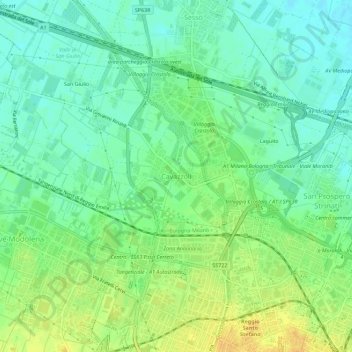 Topografisk kort Cavazzoli, højde, terræn
