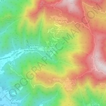 Topografisk kort Borgo Salandri, højde, terræn