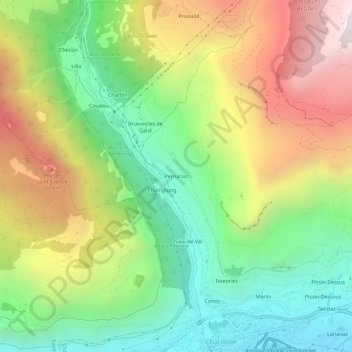 Topografisk kort Perrianaz, højde, terræn