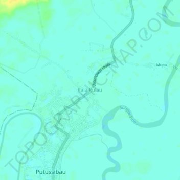 Topografisk kort Pala Pulau, højde, terræn