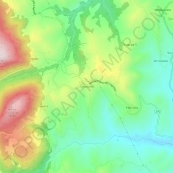 Topografisk kort Corsciano, højde, terræn