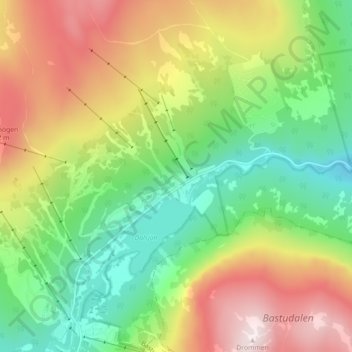 Topografisk kort Bydalen, højde, terræn