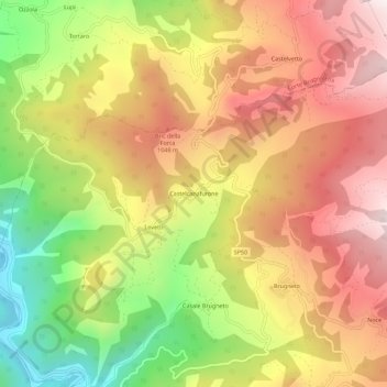 Topografisk kort Castelcanafurone, højde, terræn