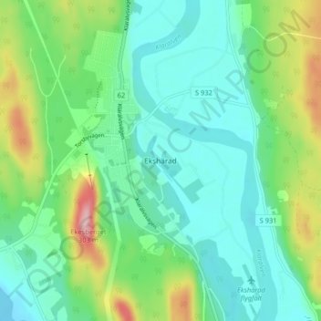 Topografisk kort Ekshärad, højde, terræn