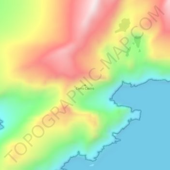 Topografisk kort Cerro Castro, højde, terræn