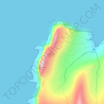 Topografisk kort Mýlingur, højde, terræn