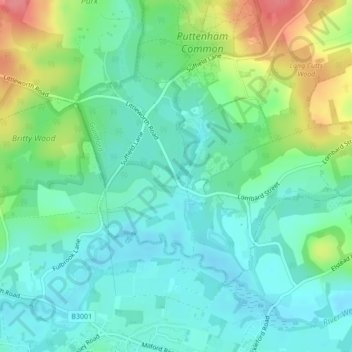 Topografisk kort Gatwick, højde, terræn