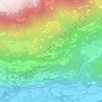 Topografisk kort Roncaglia di Sotto, højde, terræn