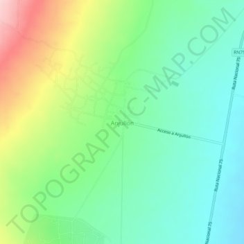 Topografisk kort Anjullón, højde, terræn