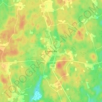Topografisk kort Rävemåla, højde, terræn