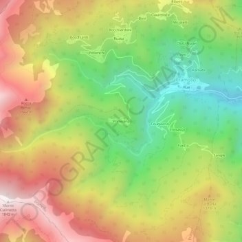 Topografisk kort Pomeano, højde, terræn