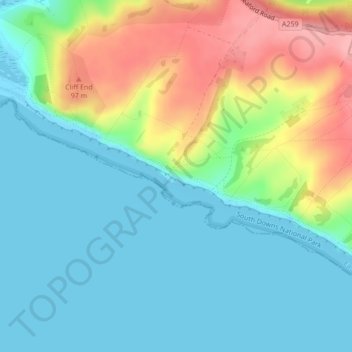 Topografisk kort Seven Sisters, højde, terræn