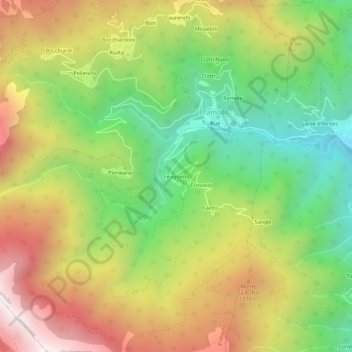 Topografisk kort Feugiorno, højde, terræn