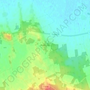 Topografisk kort Askersby, højde, terræn