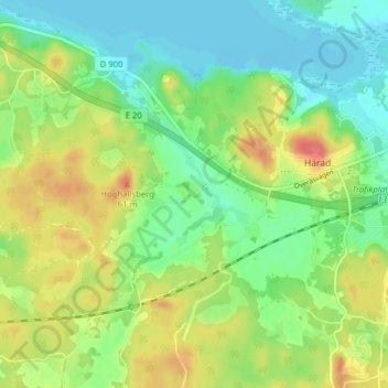 Topografisk kort Snytberga, højde, terræn