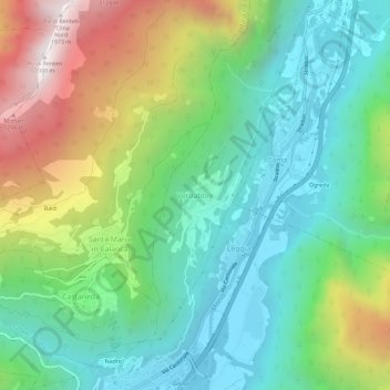 Topografisk kort Verdabbio, højde, terræn