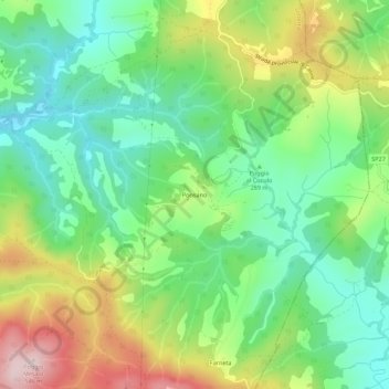 Topografisk kort Ponsano, højde, terræn