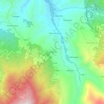 Topografisk kort Morigliassi, højde, terræn