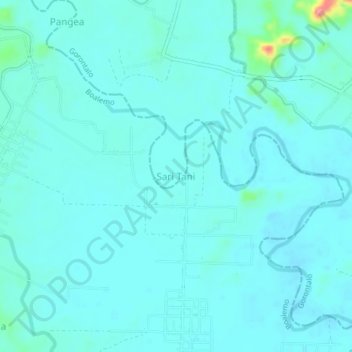 Topografisk kort Sari Tani, højde, terræn