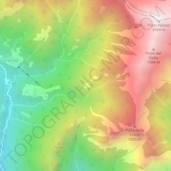 Topografisk kort Turesia, højde, terræn