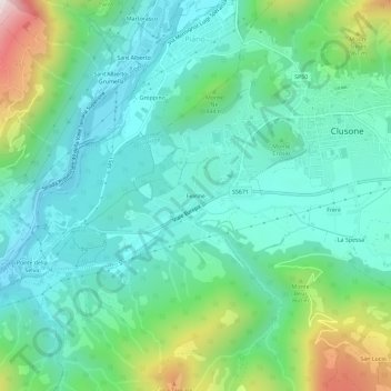 Topografisk kort Fiorine, højde, terræn