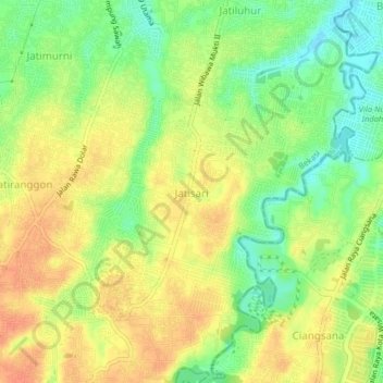 Topografisk kort Jatisari, højde, terræn