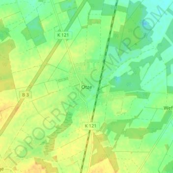 Topografisk kort Otze, højde, terræn