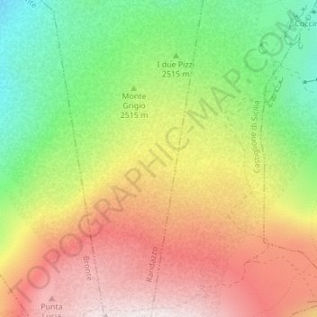 Topografisk kort Grotta Piera & Riccardo, højde, terræn