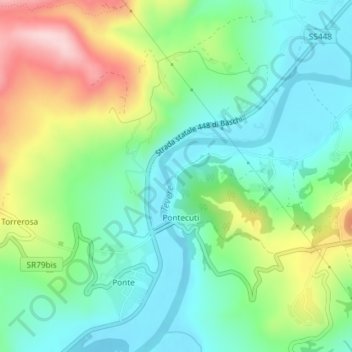 Topografisk kort Tevere morto, højde, terræn