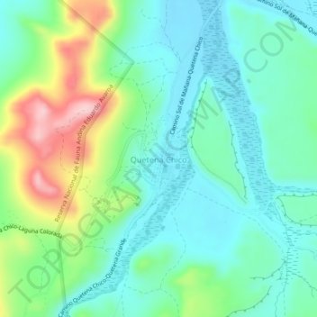 Topografisk kort Quetena Chico, højde, terræn