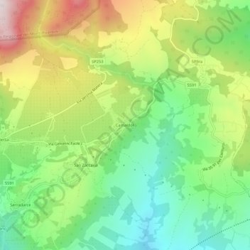Topografisk kort Camaldoli, højde, terræn