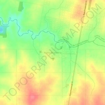 Topografisk kort Aldea Brasilera, højde, terræn