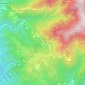 Topografisk kort Chiassaia, højde, terræn