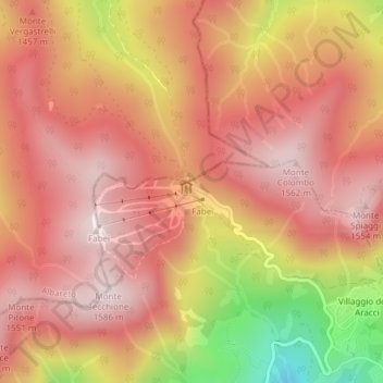 Topografisk kort Zum Zeri, højde, terræn