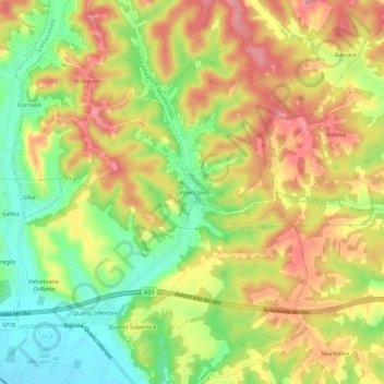 Topografisk kort Valenzani, højde, terræn