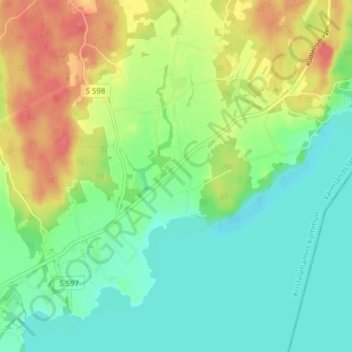Topografisk kort Gottbol, højde, terræn