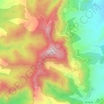 Topografisk kort Monte Fuscaldo, højde, terræn