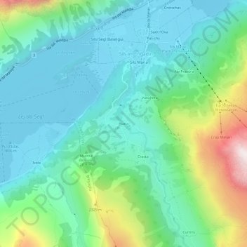 Topografisk kort Platta, højde, terræn