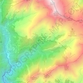 Topografisk kort San Gottardo, højde, terræn