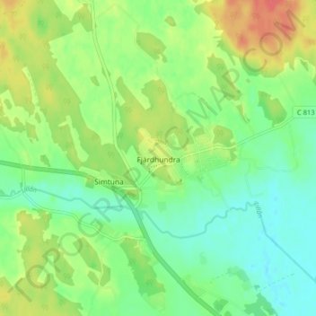 Topografisk kort Fjärdhundra, højde, terræn