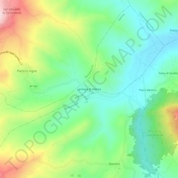 Topografisk kort Lentisce di Atessa, højde, terræn