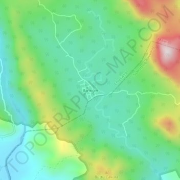 Topografisk kort Baringin, højde, terræn
