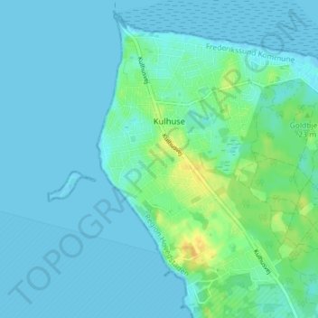 Topografisk kort Hjortegårde, højde, terræn
