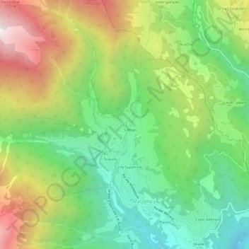 Topografisk kort Lanza, højde, terræn