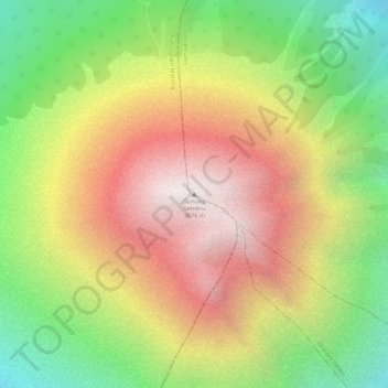 Topografisk kort Gunung Semeru, højde, terræn