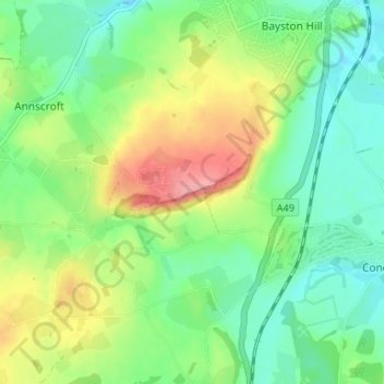 Topografisk kort Lyth Hill, højde, terræn
