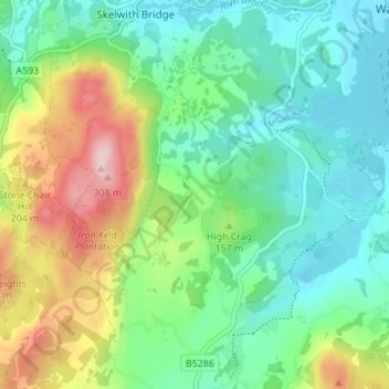 Topografisk kort Barngates, højde, terræn