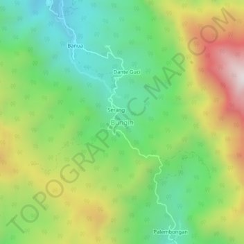 Topografisk kort Bungin, højde, terræn