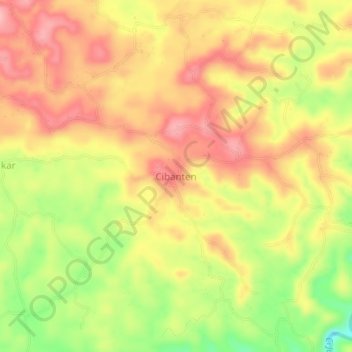 Topografisk kort Cibanten, højde, terræn
