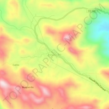 Topografisk kort Assunção, højde, terræn